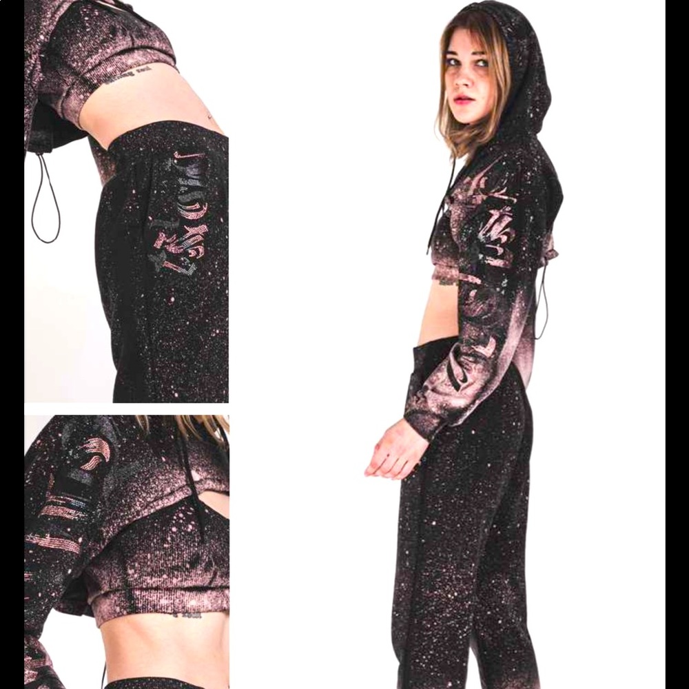 100% ORIGINAL FINCH LA TIE DYE crop top hoodie and sweatpants